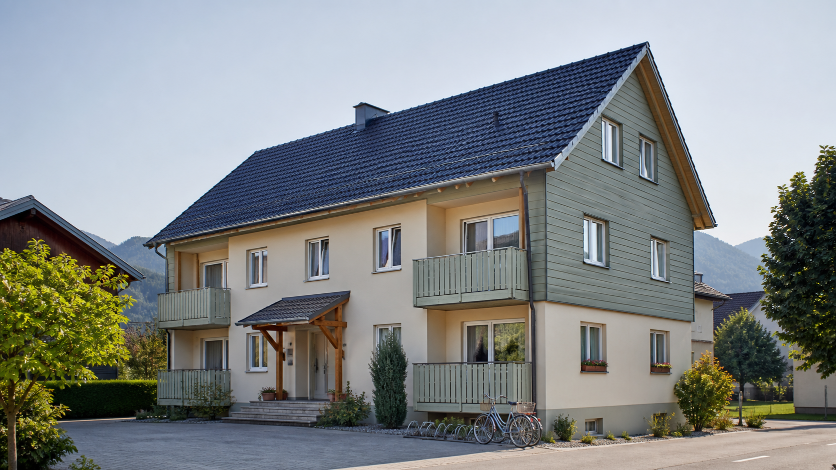 Gepflegtes Mehrparteienhaus in einer österreichischen Wohngegend